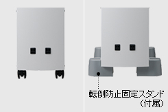 転倒防止スタンドとキャスター Panasonicリチウムイオン蓄電池 キャスター付きで移動が楽
